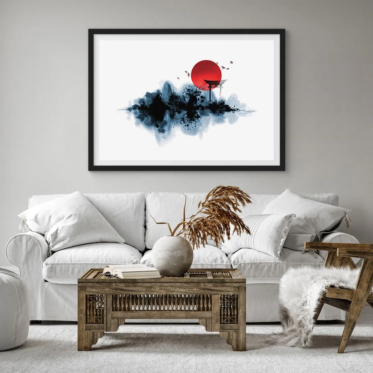 Poster în ramă neagră - O vedere japoneză - 70x50 cm