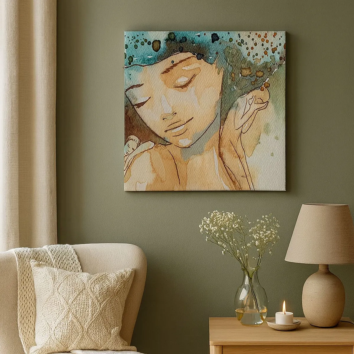 Tablou pe pânză - Lady în albastru - 30x30 cm