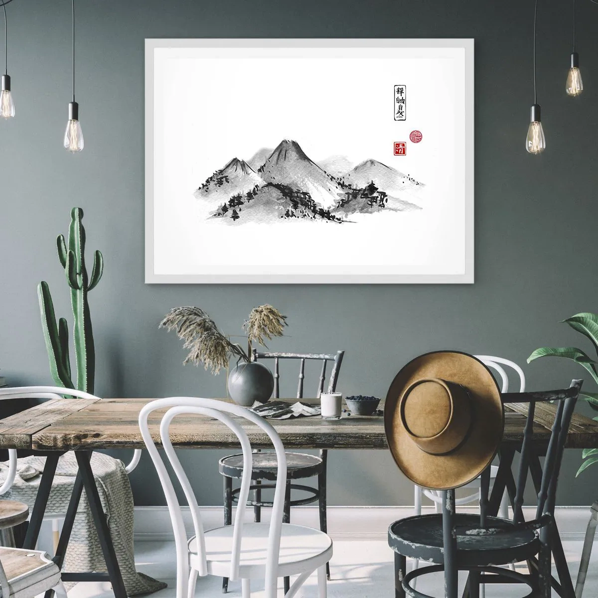 Poster în ramă albă - Dincolo de dealuri - 91x61 cm