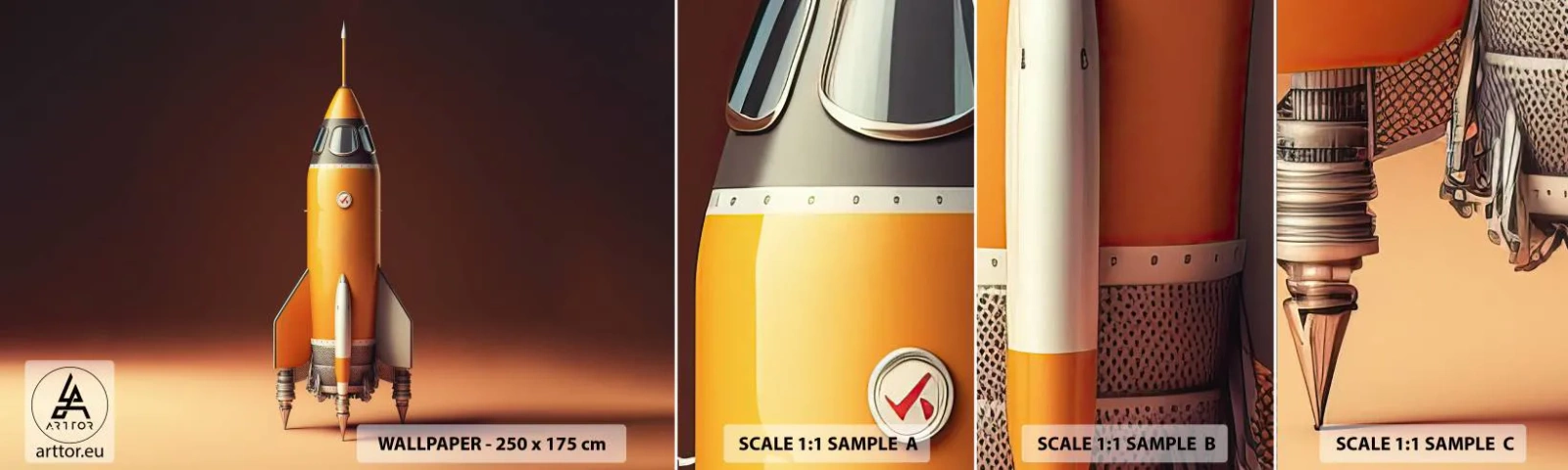 Mostră de Tapet Standard Eco - Totul începe cu un vis - O rachetă spațială, Creion, Ştiinţă - 100x30 cm
