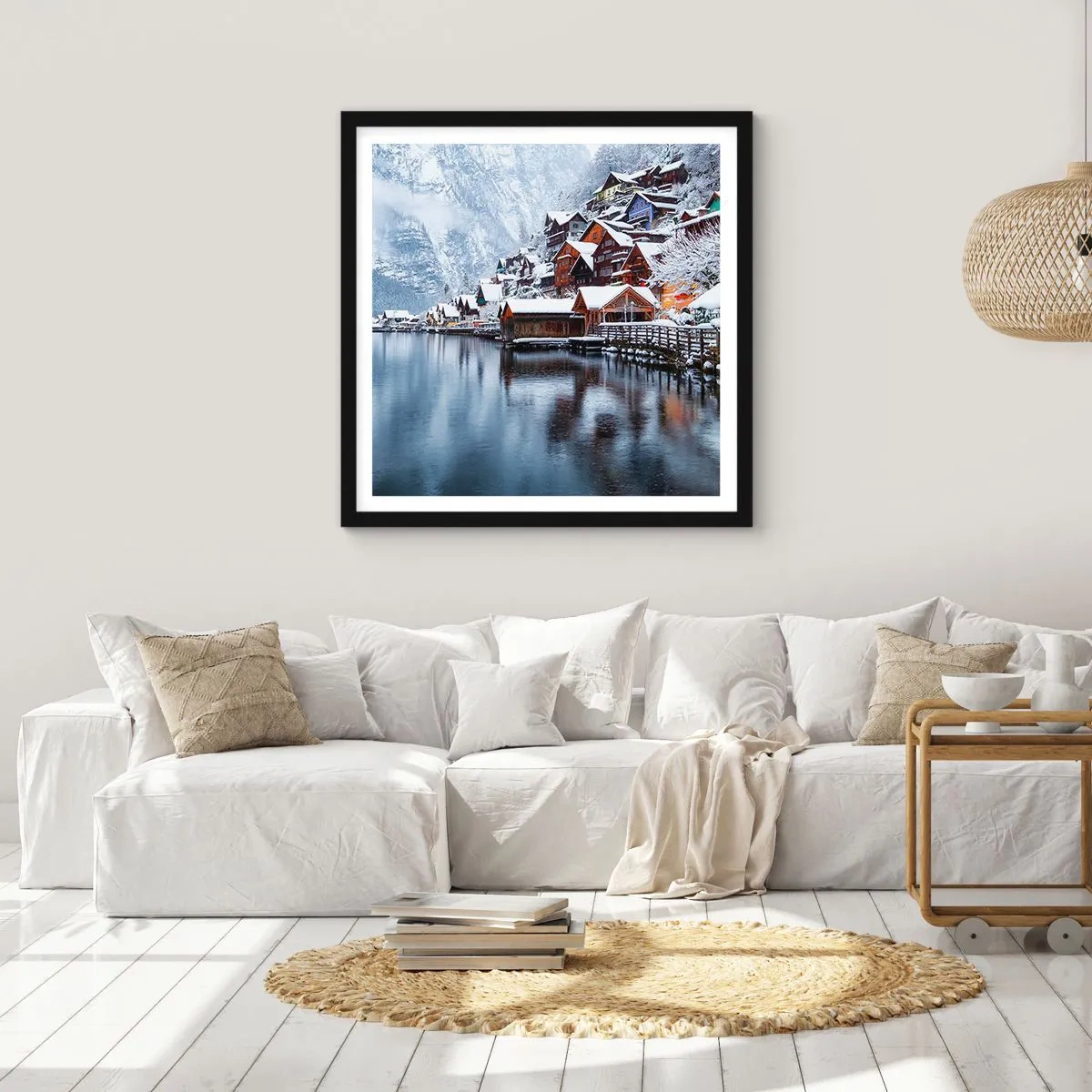 Poster în ramă neagră - În decor de iarnă - 30x30 cm