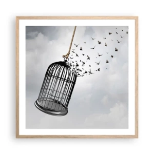 Poster în ramă de stejar deschis - Credință...Speranță...Libertate! - 60x60 cm