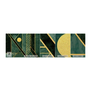 Mostră tapet Premium Canvas - Dinamica aurului și a azurului - Abstracția, Bucată, Model geometric - 100x30 cm
