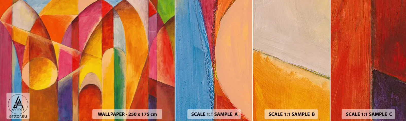 Mostră tapet autocolant Deluxe Sticker - Catedrala Soarelui - Abstracția, Bucată, Artă Modernă - 100x30 cm