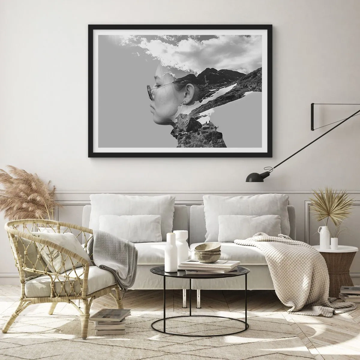 Poster în ramă neagră - Portret în nori - 70x50 cm