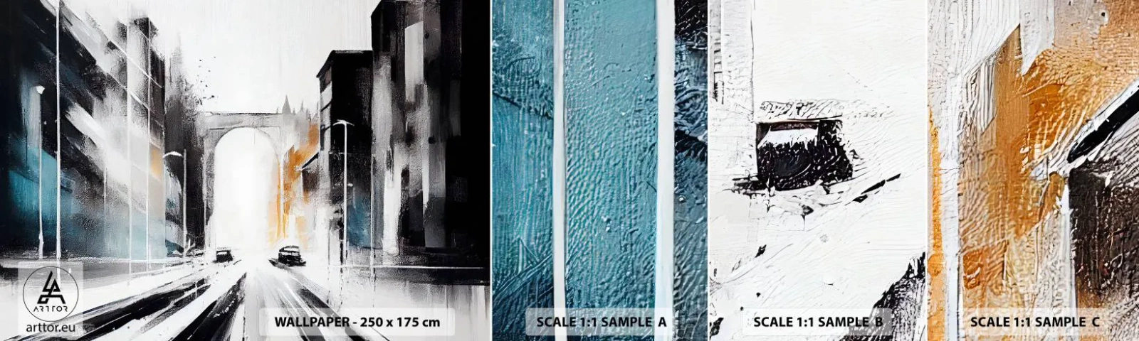 Mostră tapet autocolant Deluxe Sticker - Studiu de oraș: arhitectură și mișcare - Arhitectură, Peisaj, Stradă - 100x30 cm