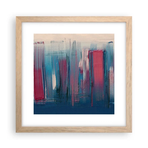 Poster în ramă de stejar deschis - Compoziție verticală în albastru și roșu - 30x30 cm