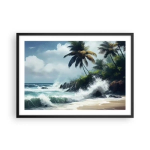 Poster în ramă neagră - Pe un țărm tropical - 70x50 cm