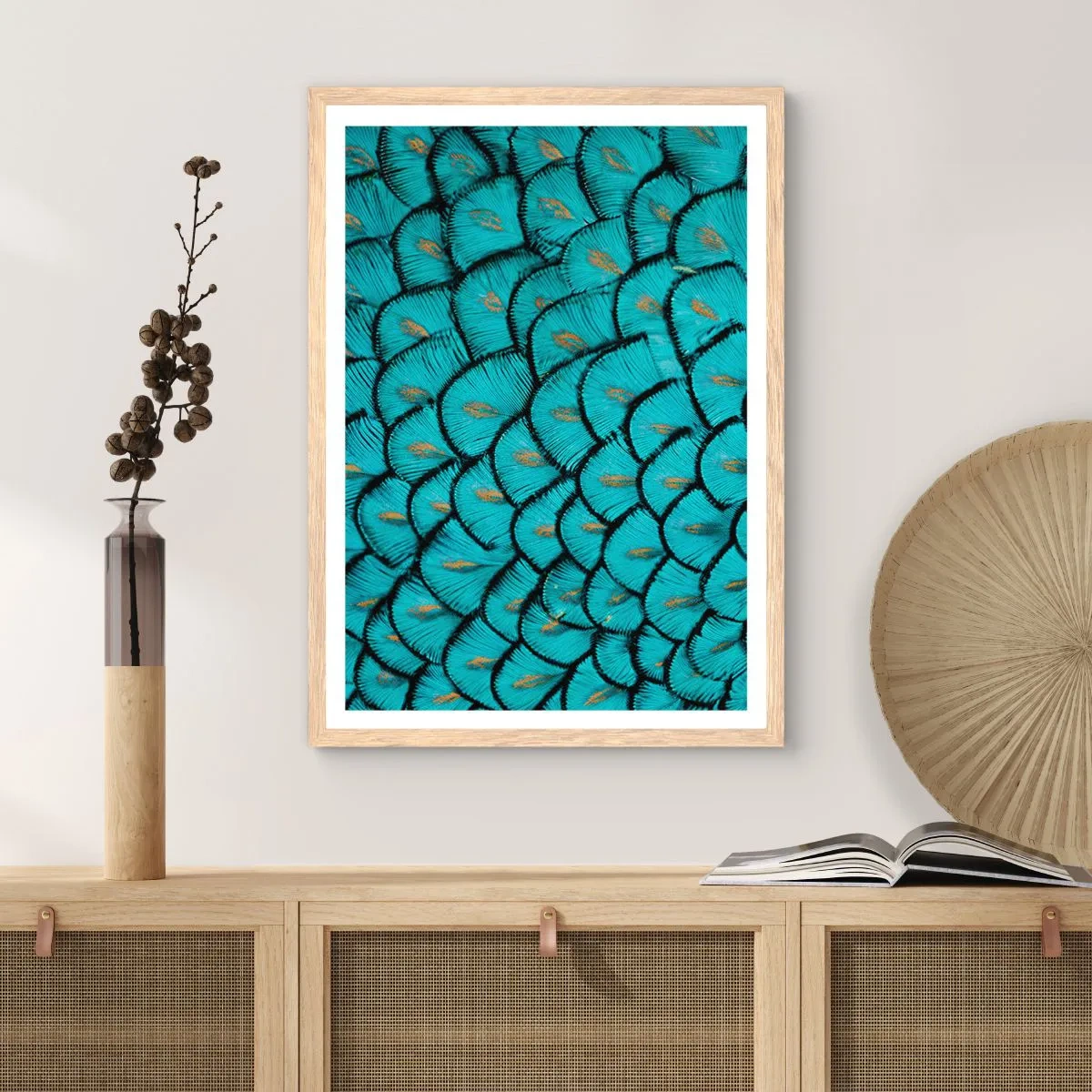 Poster în ramă de stejar deschis - Marea gală a penelor - 70x100 cm