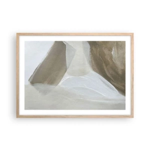 Poster în ramă de stejar deschis - Val de alb - 70x50 cm