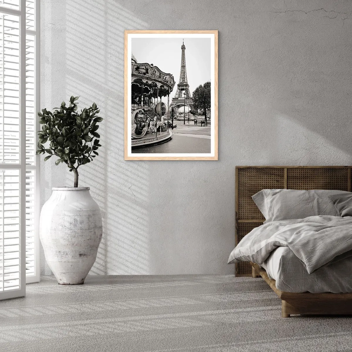 Poster în ramă de stejar deschis - Distracții retro pariziene - 50x70 cm