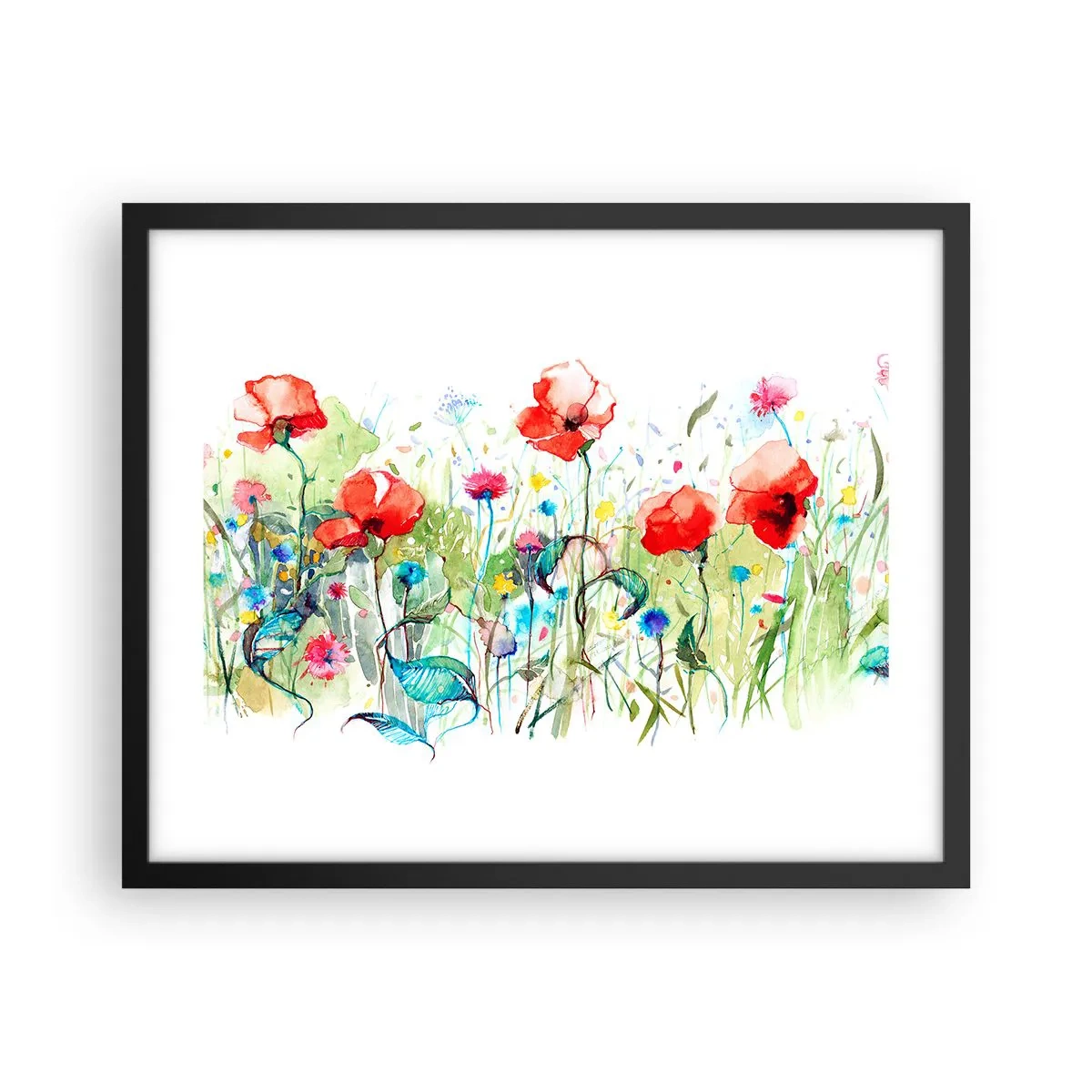 Poster în ramă neagră - O pajiște înflorită în luna mai - 50x40 cm
