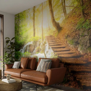 Tapet Premium Sand - Răcirea dorită - Peisaj, Cascadă, pădure - 100x70 cm