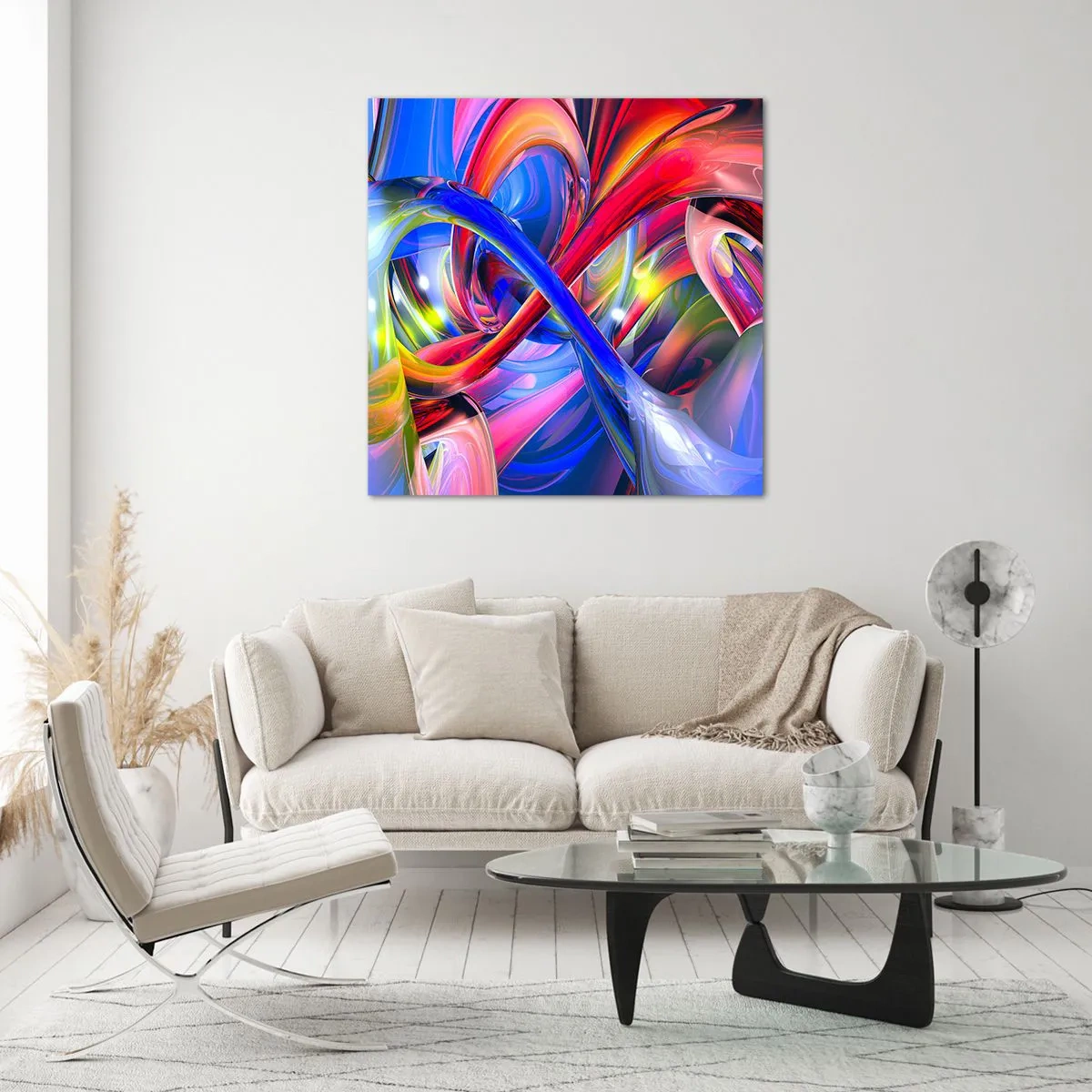 Tablou pe sticlă - Dansul culorilor - 50x50 cm