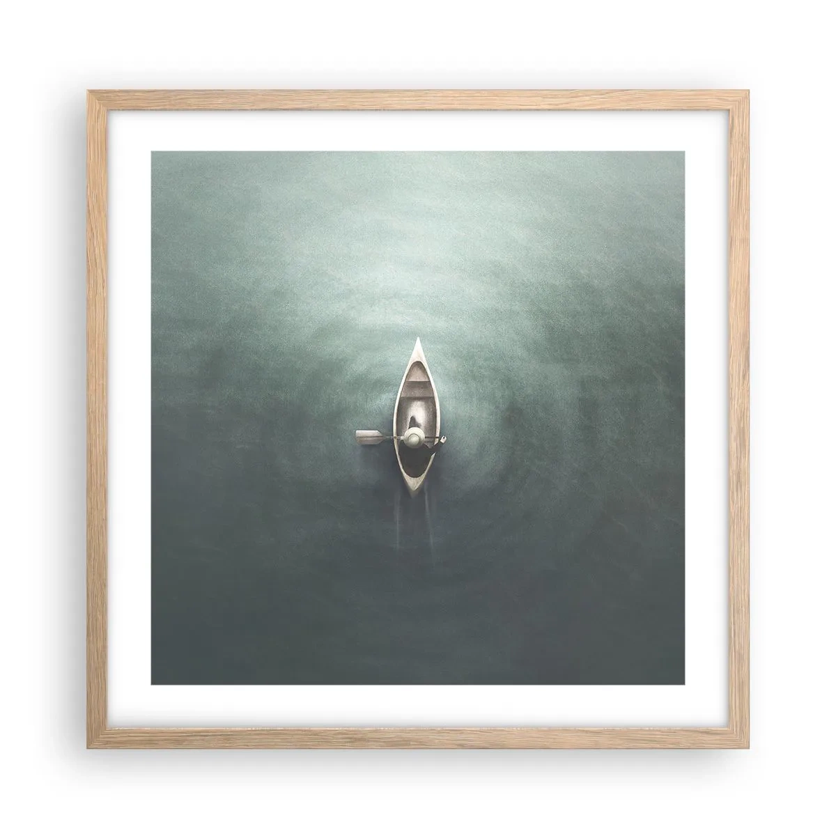 Poster în ramă de stejar deschis - Peste lacul luminat de lună - 50x50 cm