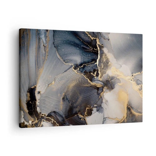Tablou pe pânză Canvas - Aur și gri abstract pe pânză - 70x50cm - Viața unei pietre - Decorațiune modernă pentru perete pentru living și dormitor ARTTOR