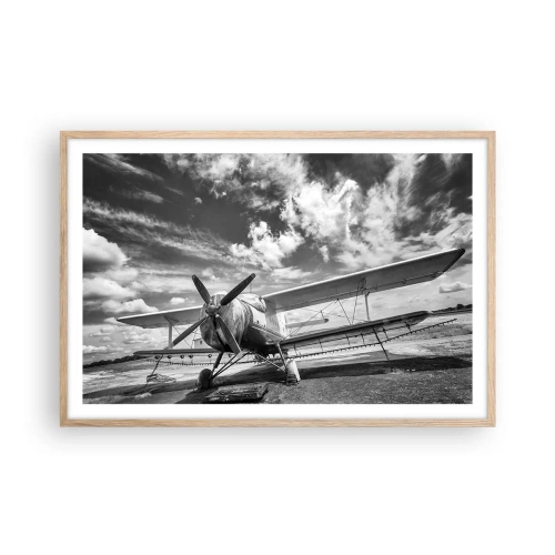 Poster în ramă de stejar deschis - Abia aștept! - 91x61 cm