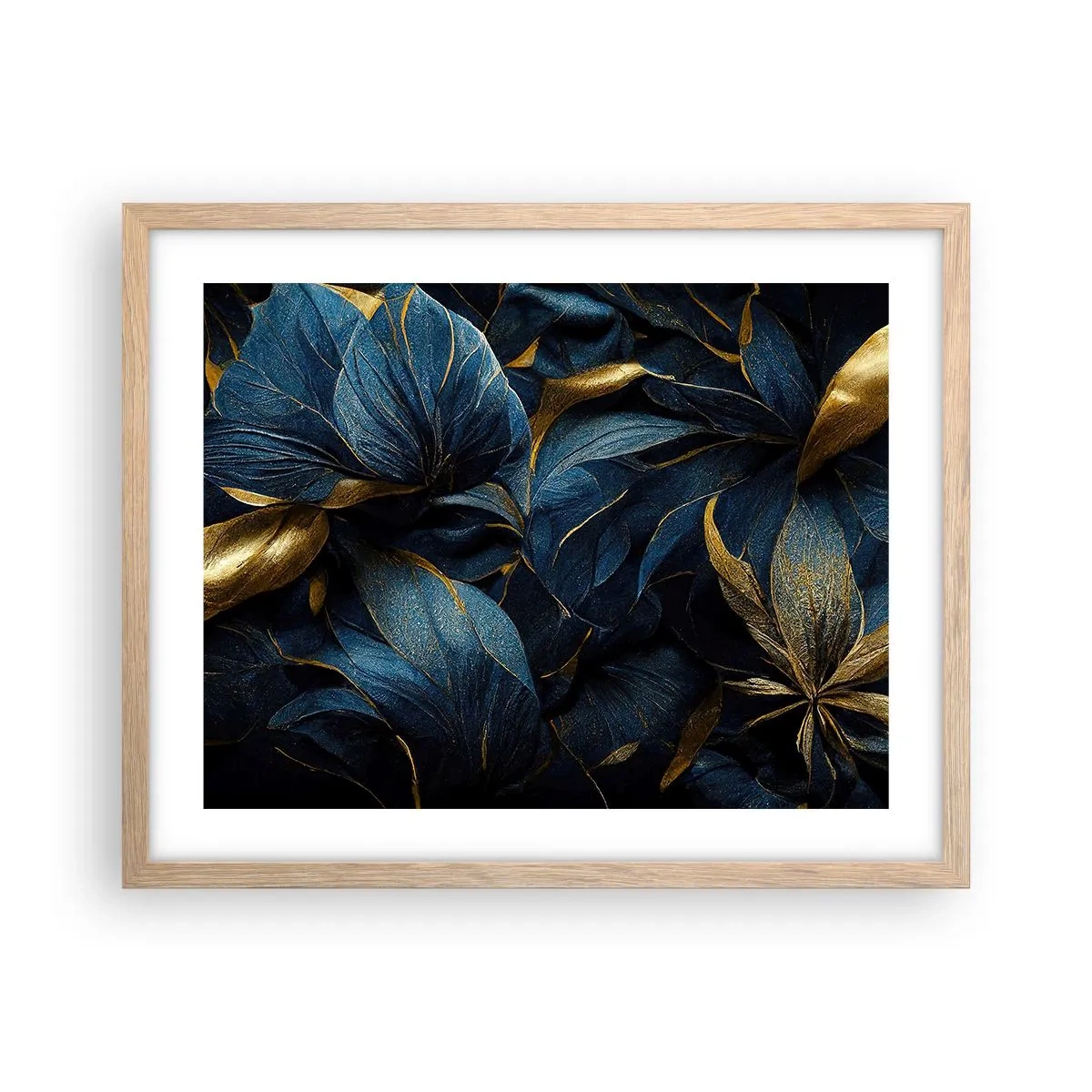 Poster în ramă de stejar deschis - Căptușită cu aur - 50x40 cm