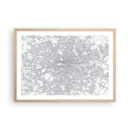 Poster în ramă de stejar deschis - Harta labirintului din Londra - 70x50 cm