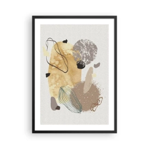 Poster în ramă neagră - Compoziție abstractă în nuanțe naturale - 50x70cm - Fluiditatea aplicată - Decorațiune modernă pentru perete pentru living și dormitor ARTTOR