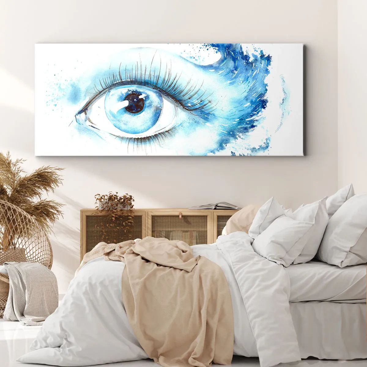 Tablou pe pânză - Scufundă-te în albastrul privirii - 160x50 cm
