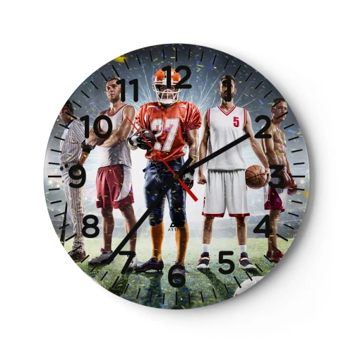 Ceas de perete - Ceas pe sticlă - Gladiatori ai terenului de joc - 30x30 cm