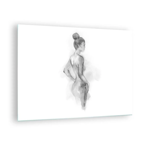 Tablou pe sticlă - O siluetă feminină subtilă pictată în acuarelă pe un fundal alb - 70x50cm - Frumoasă ca o pictură - Decorațiune modernă pentru perete pentru living și dormitor ARTTOR
