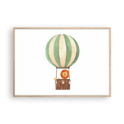 Poster în ramă de stejar deschis - Călătoriile lui Leon - 100x70 cm