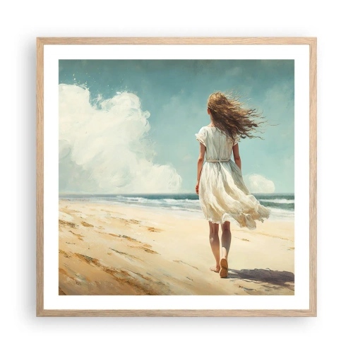 Poster în ramă de stejar deschis - Vreau să întâlnesc soarele și vântul - 60x60 cm