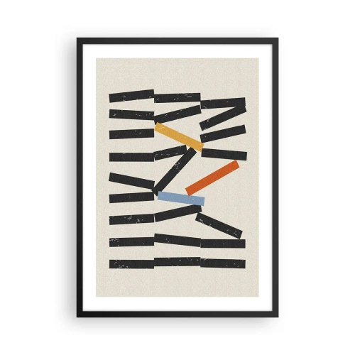 Poster în ramă neagră - Compoziție geometrică abstractă cu accente colorate - 50x70cm - Domino - compoziție - Decorațiune modernă pentru perete pentru living și dormitor ARTTOR