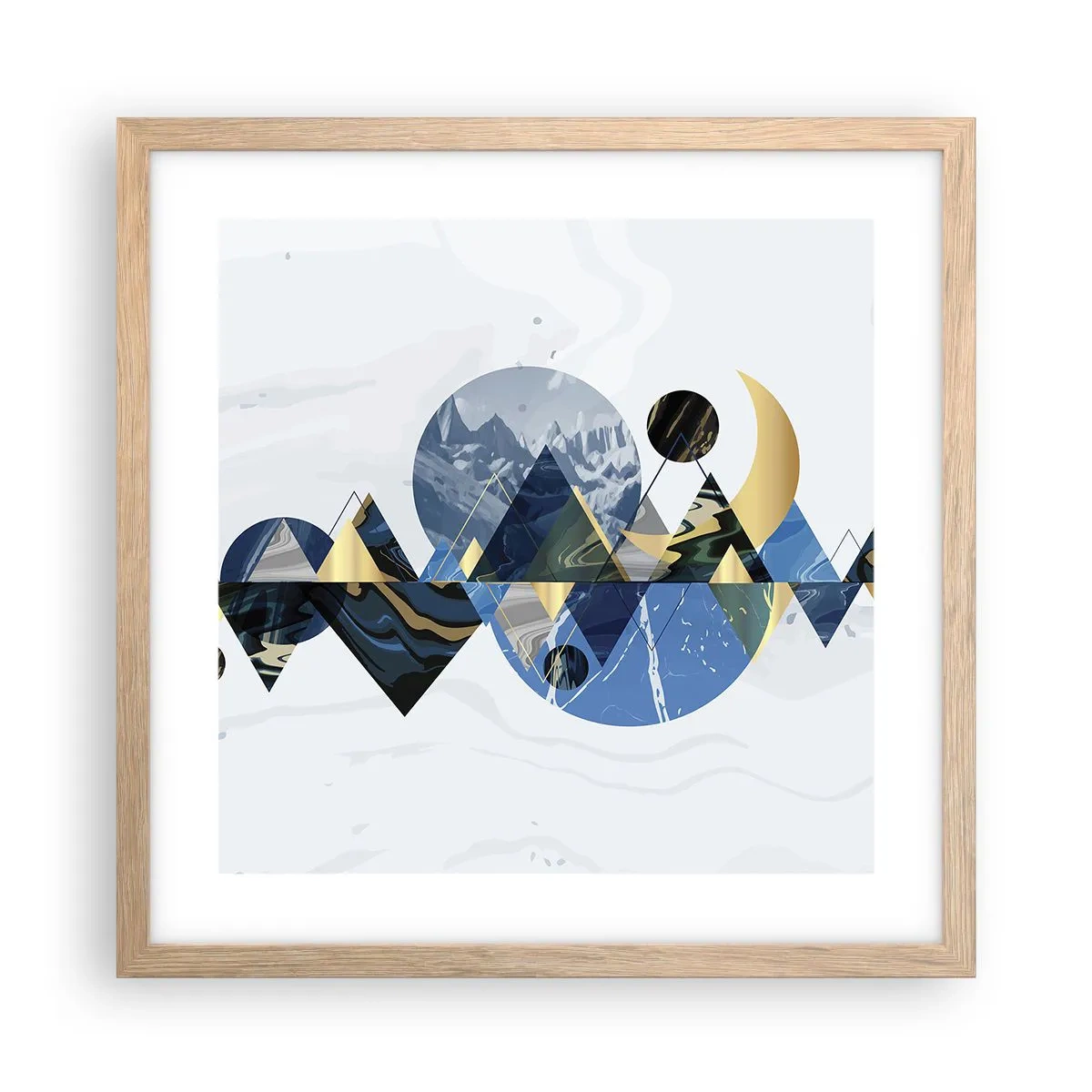 Poster în ramă de stejar deschis - Peisaj geometric - 40x40 cm