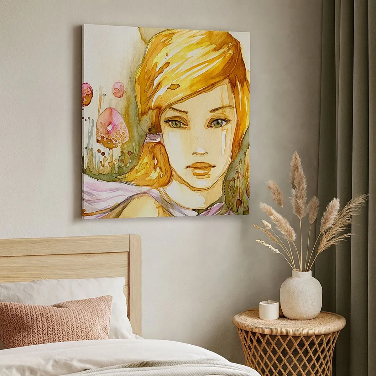 Tablou pe pânză - Privirea de smarald care reduce la tăcere furia - 30x30 cm