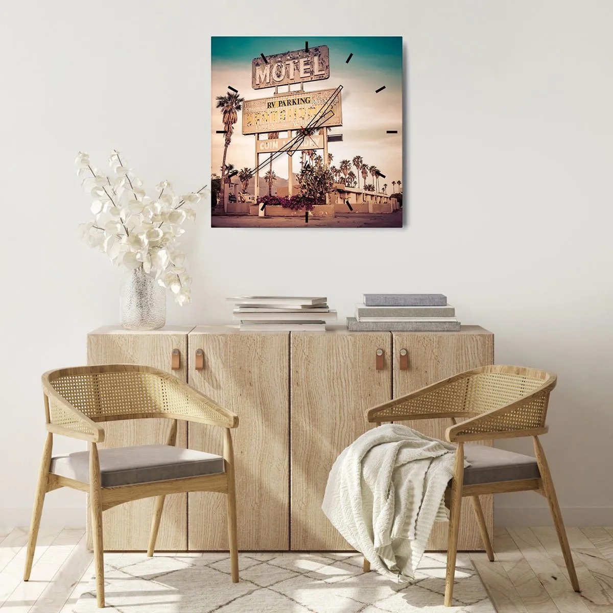 Ceas de perete - Ceas pe sticlă - Timpul s-a oprit aici - 40x40 cm