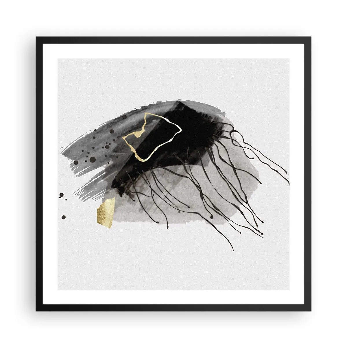 Poster în ramă neagră - Negru și aur - 60x60 cm