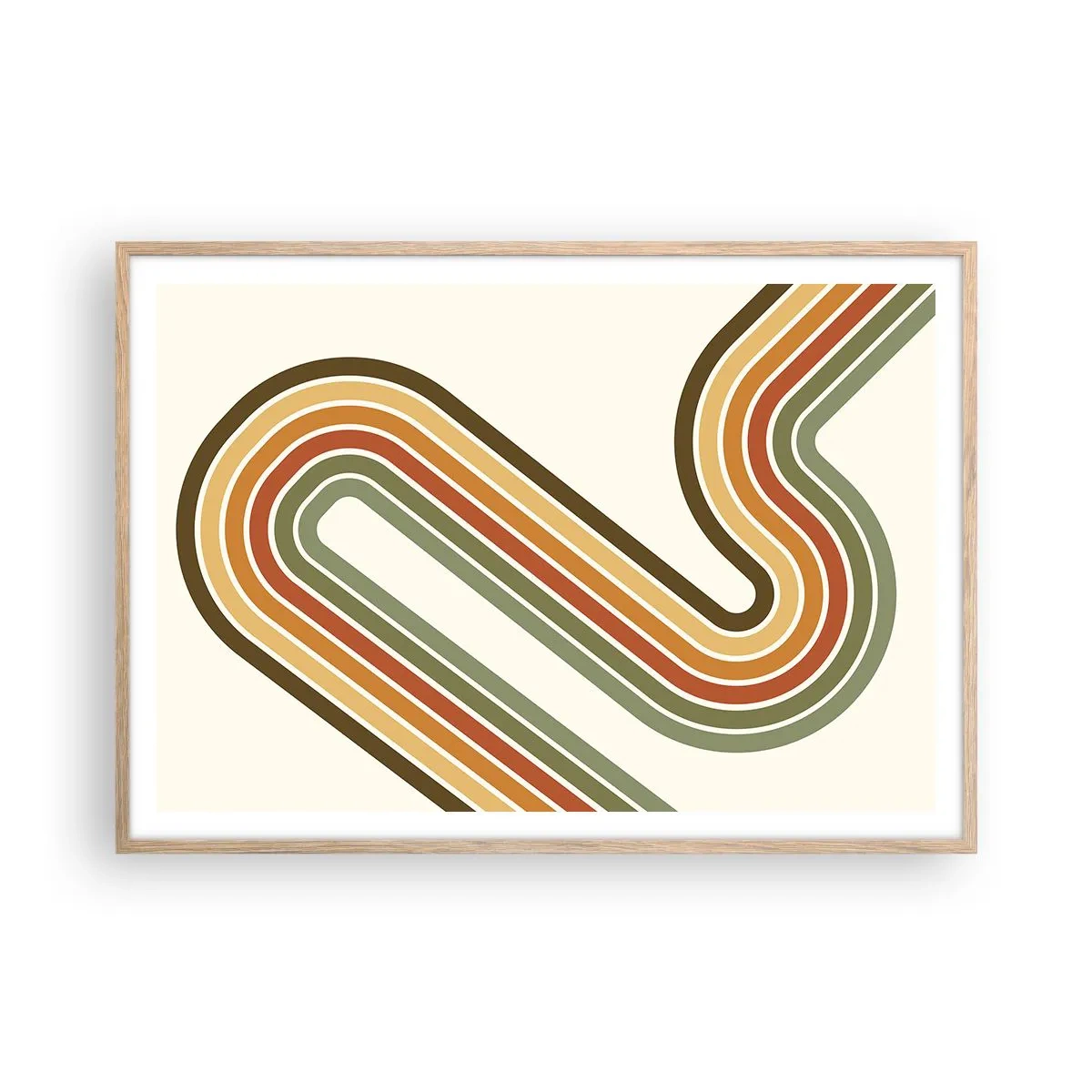 Poster în ramă de stejar deschis - Cu zigzag până la destinație - 100x70 cm