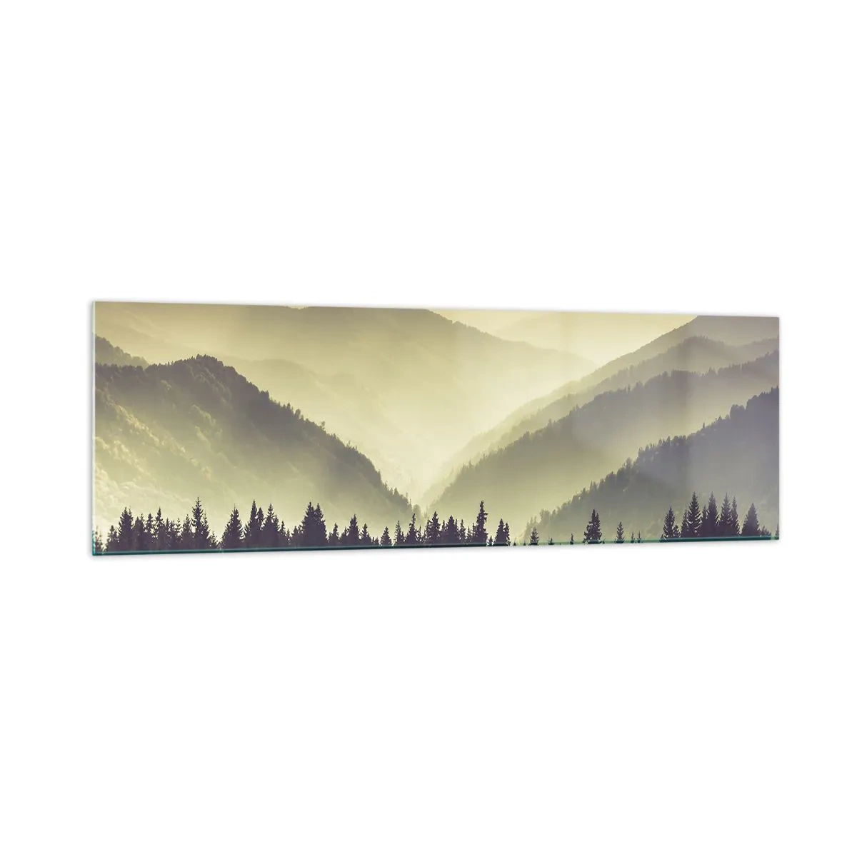 Tablou pe sticlă - Dincolo de munți... - 160x50 cm
