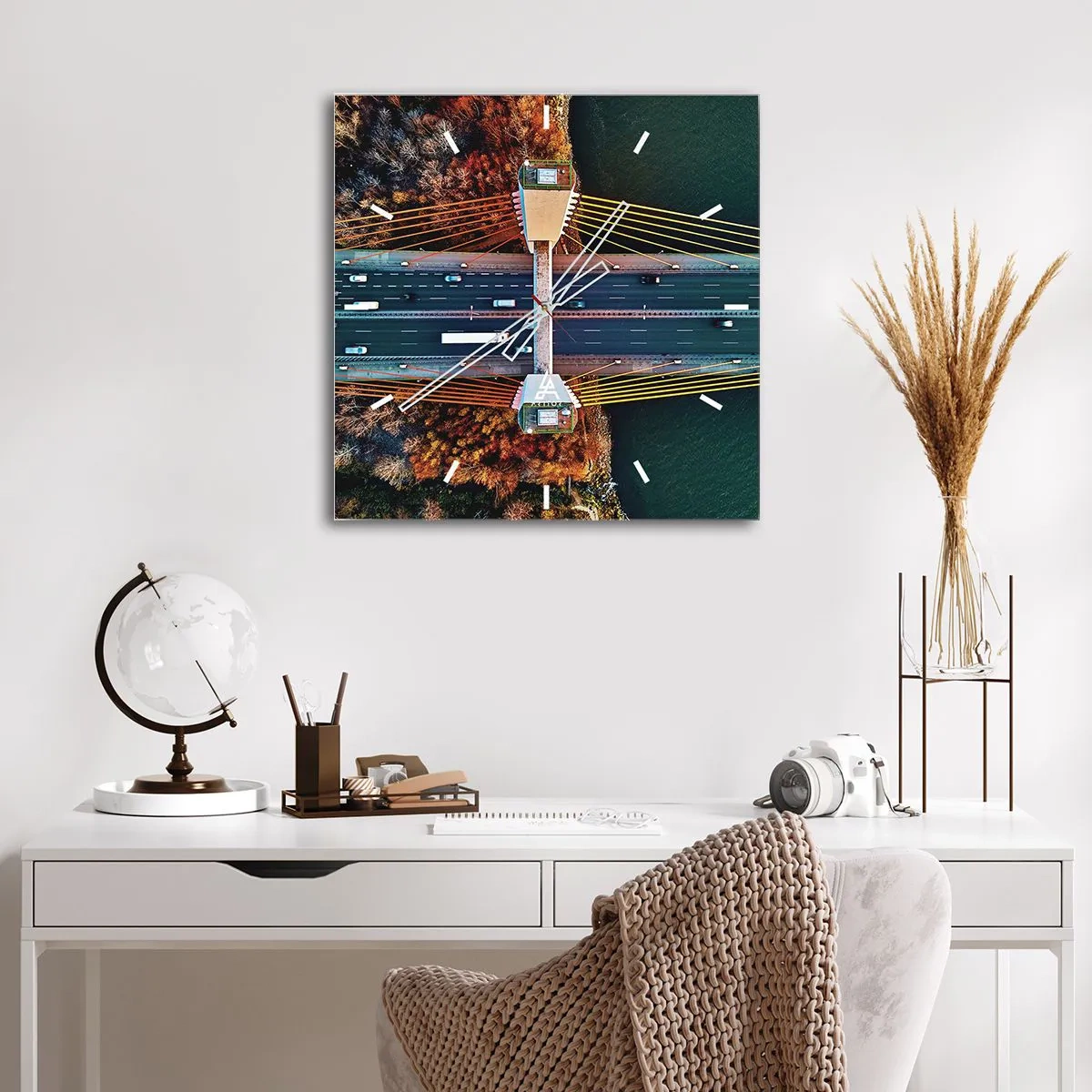 Ceas de perete - Ceas pe sticlă - Din pădure spre apă - 30x30 cm