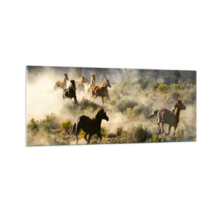 Tablou pe sticlă - Rivalitatea - libertate sau putere masculină? - 100x40 cm