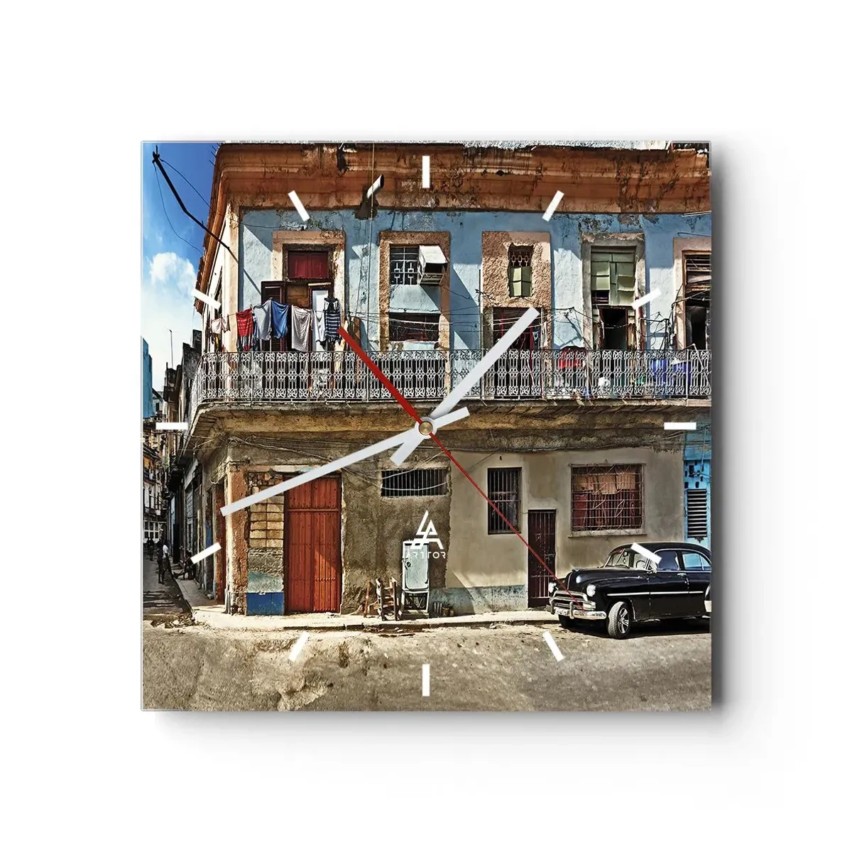 Ceas de perete - Ceas pe sticlă - Sentimente cubaneze - 40x40 cm