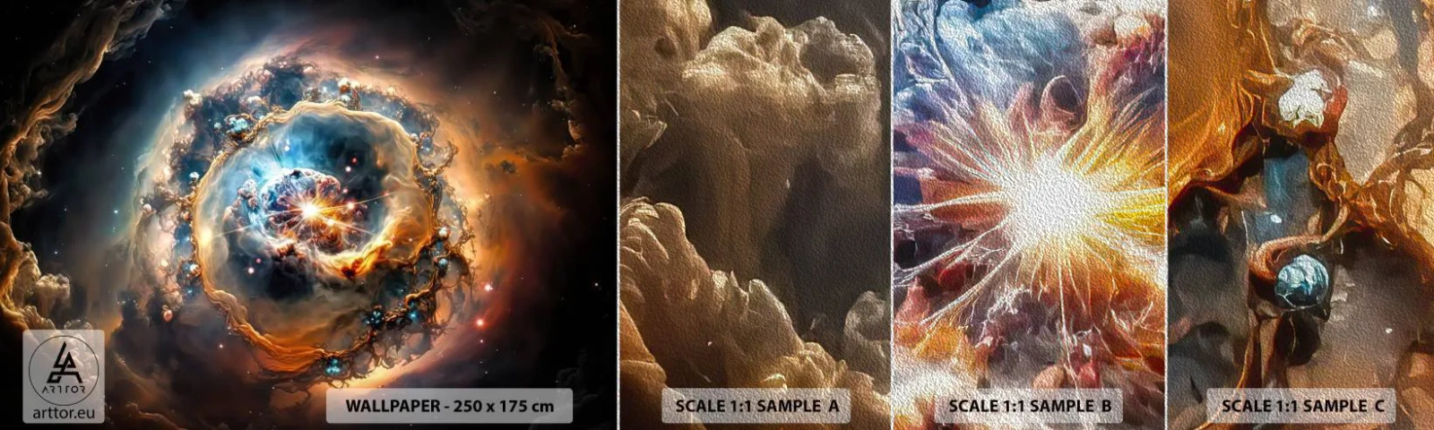 Mostră tapet Premium Sand - Început - Univers, Cosmos, Galaxie - 100x30 cm