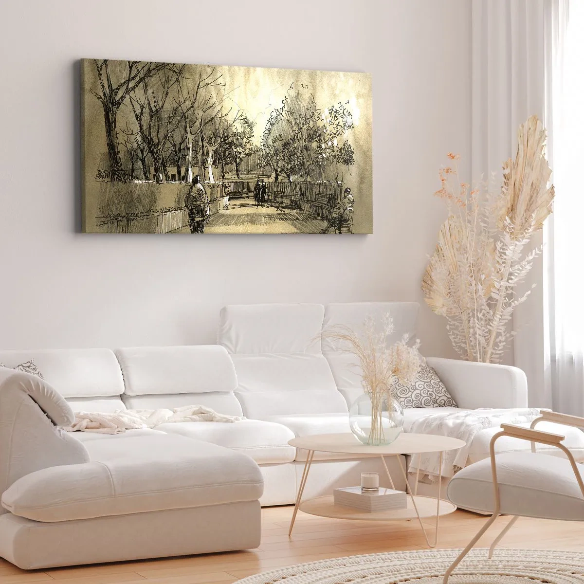 Tablou pe pânză - Un moment reținut cu pene - 90x30 cm