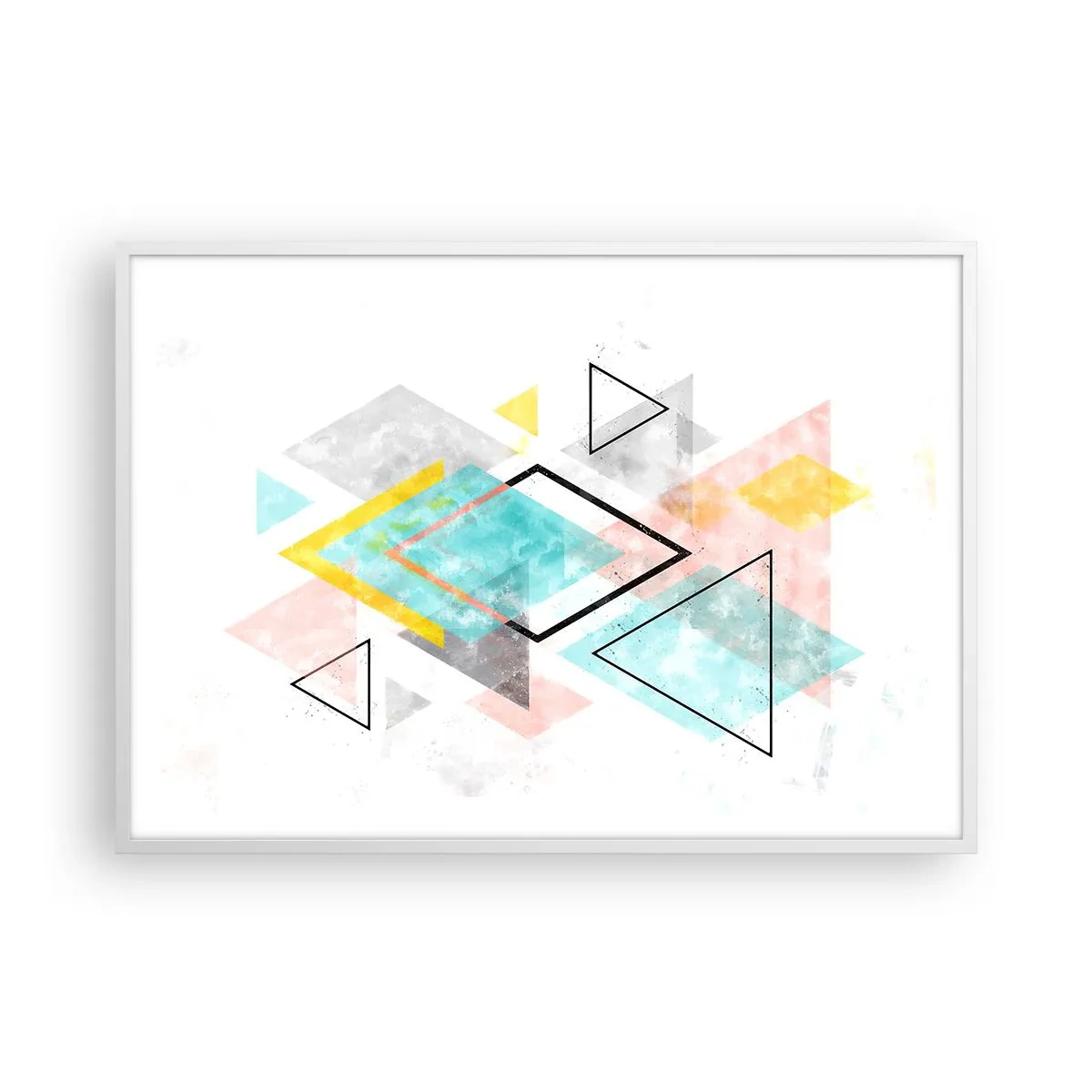 Poster în ramă albă - Joc geometric - 100x70 cm