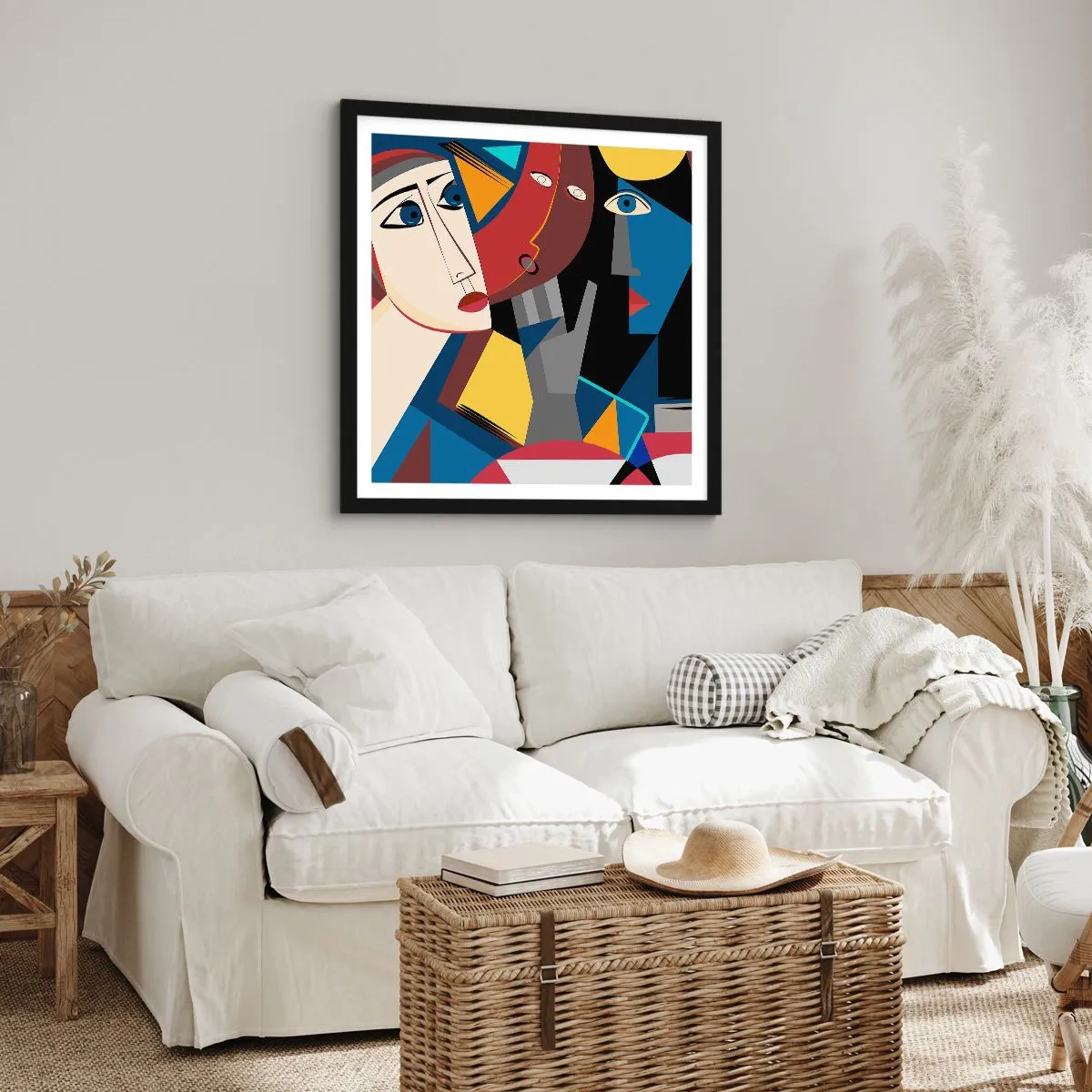 Poster în ramă neagră - Discuția cubiștilor - 40x40 cm