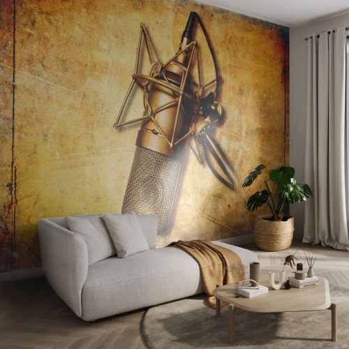Tapet Premium Canvas - Anii de aur ai radioului - Microfon, Muzică, Retro - 400x280 cm