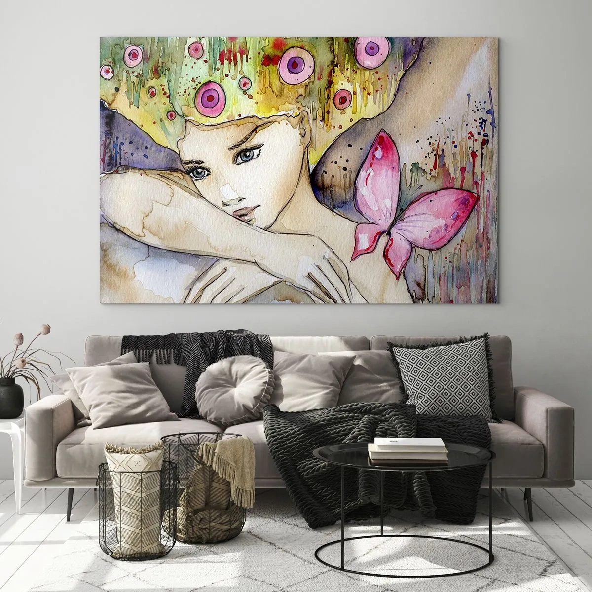 Tablou pe sticlă - Prințesa fluture - 120x80 cm