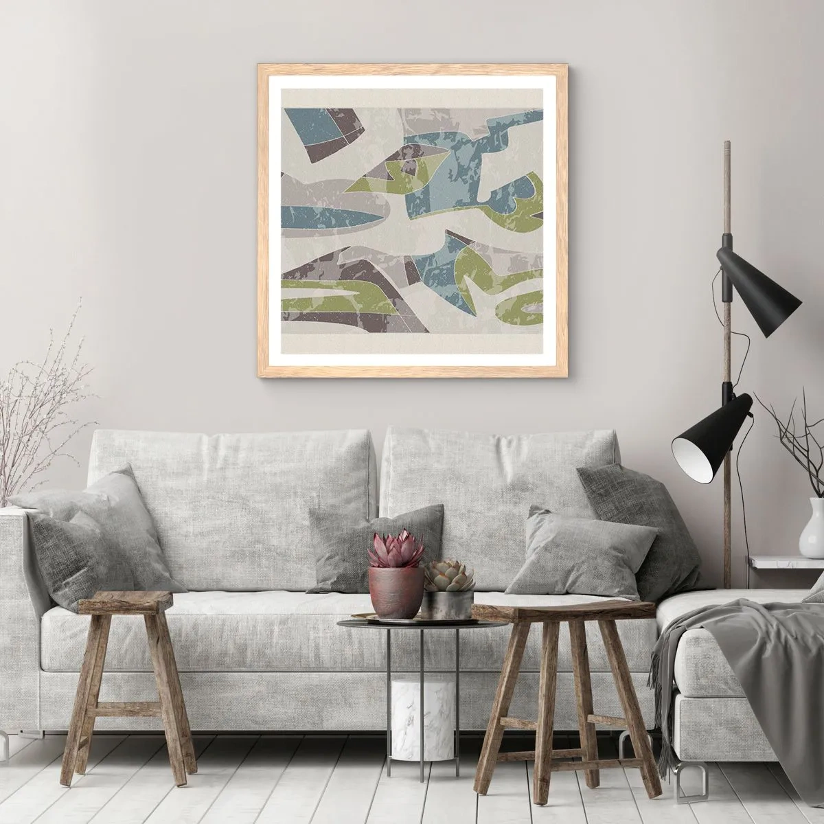 Poster în ramă de stejar deschis - Compoziție din spatele geamului - 60x60 cm