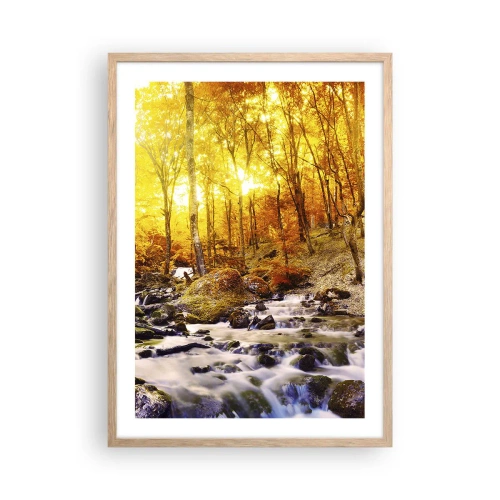 Poster în ramă de stejar deschis - Pietre montate în aur și platină - 50x70 cm