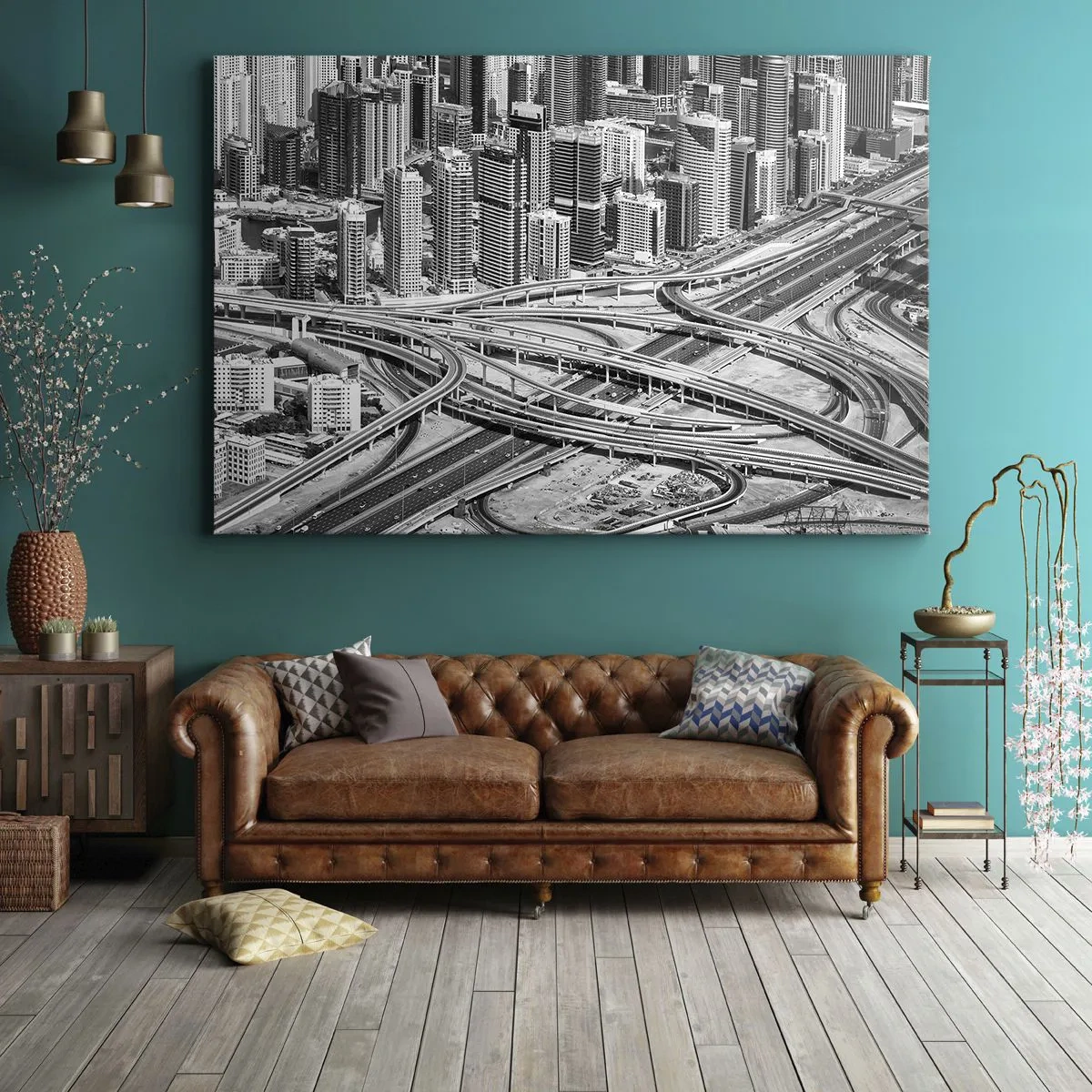 Tablou pe pânză Canvas - O vedere de sus a Dubaiului - 70x50cm - Dubai - orașul imposibil - Decorațiune modernă pentru perete pentru living și dormitor ARTTOR