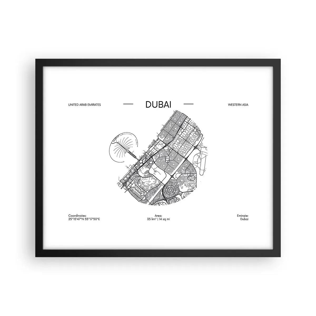 Poster în ramă neagră - Anatomia Dubaiului - 50x40 cm