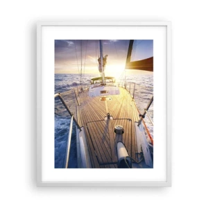 Poster în ramă albă - Alergând pe valuri - 40x50 cm